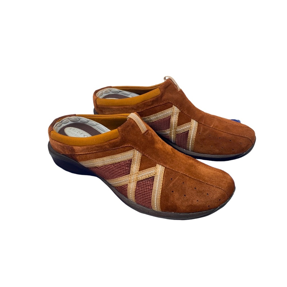 Liz Sport Buzz Brown and Tan Color Slip On Shoe With Nubuck/Stretch Size 7.5